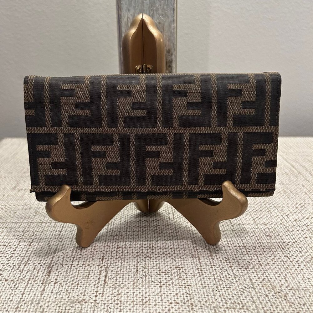 Fendi Zucca Coated Canvas Trifold Long Wallet
